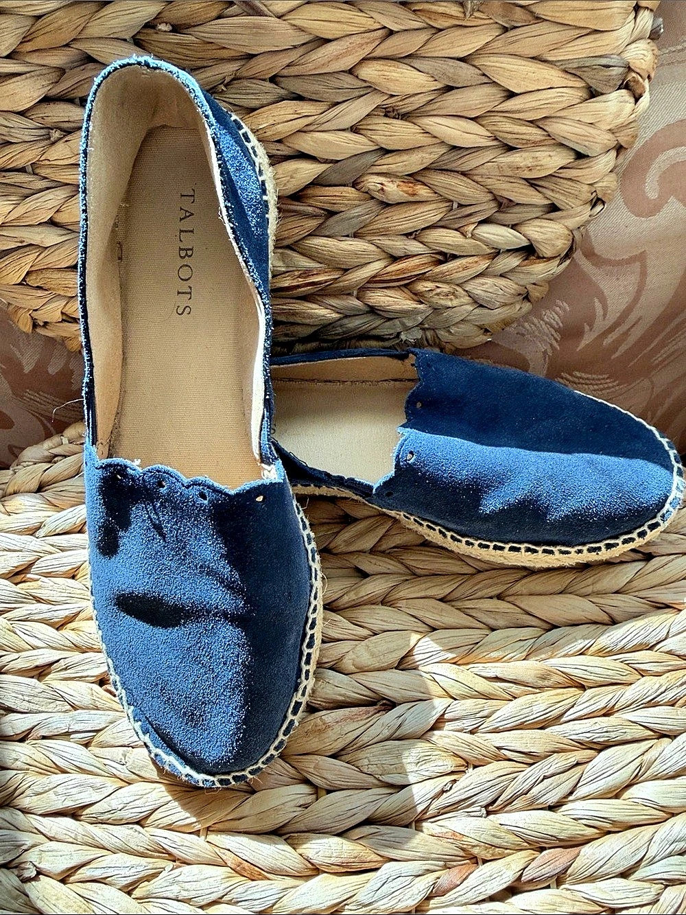 Talbots Izzy Silk Suede Espadrille Flats Blue